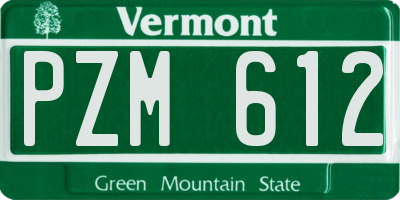 VT license plate PZM612