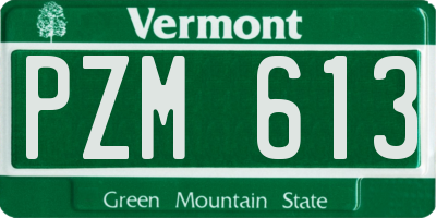 VT license plate PZM613