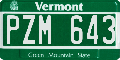 VT license plate PZM643