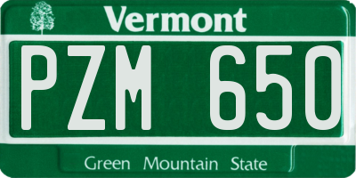 VT license plate PZM650