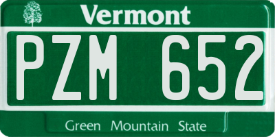 VT license plate PZM652