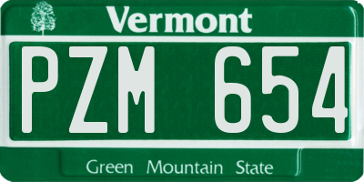 VT license plate PZM654