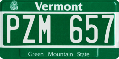 VT license plate PZM657