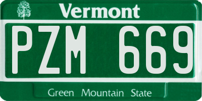 VT license plate PZM669