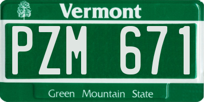 VT license plate PZM671