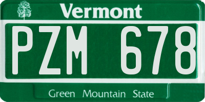 VT license plate PZM678
