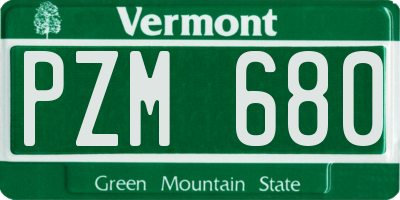 VT license plate PZM680