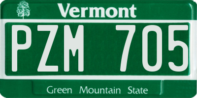 VT license plate PZM705