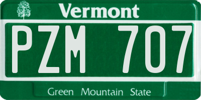 VT license plate PZM707