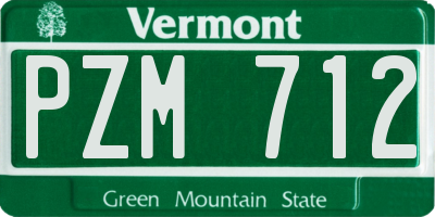 VT license plate PZM712