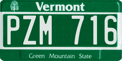 VT license plate PZM716