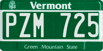 VT license plate PZM725