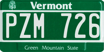VT license plate PZM726