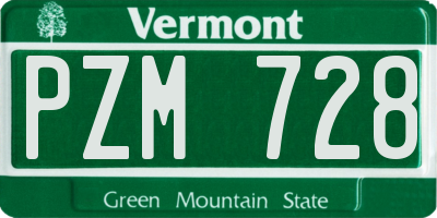 VT license plate PZM728