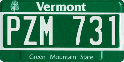 VT license plate PZM731