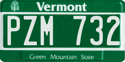 VT license plate PZM732