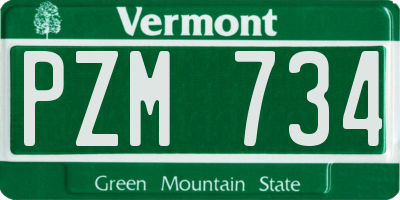 VT license plate PZM734