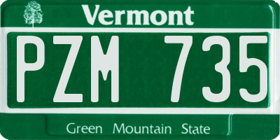 VT license plate PZM735