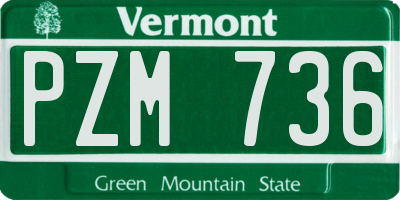 VT license plate PZM736