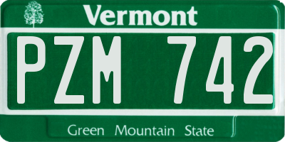 VT license plate PZM742