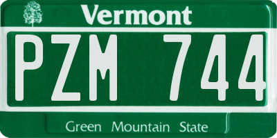 VT license plate PZM744