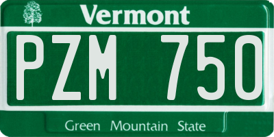 VT license plate PZM750