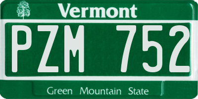 VT license plate PZM752
