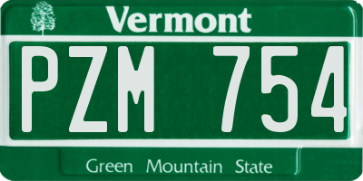 VT license plate PZM754