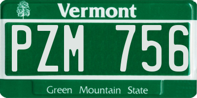 VT license plate PZM756