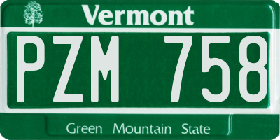 VT license plate PZM758
