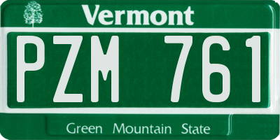 VT license plate PZM761