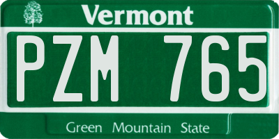 VT license plate PZM765