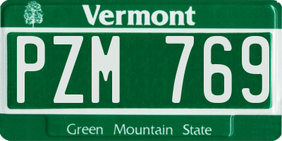 VT license plate PZM769