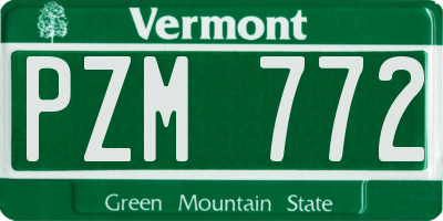 VT license plate PZM772