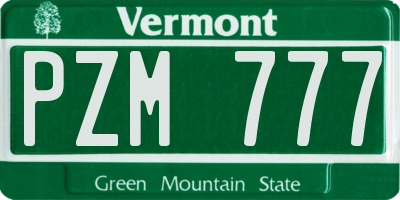 VT license plate PZM777