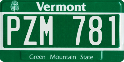VT license plate PZM781