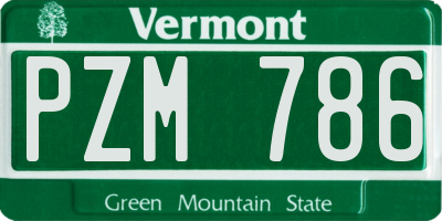VT license plate PZM786