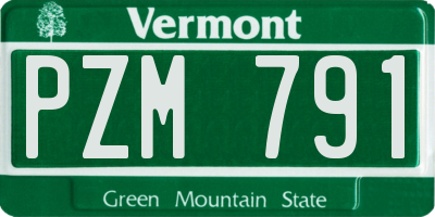 VT license plate PZM791