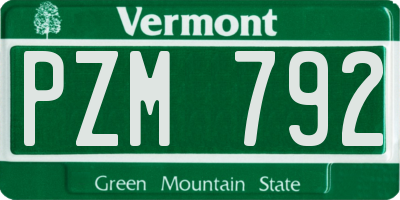 VT license plate PZM792