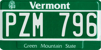 VT license plate PZM796