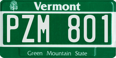 VT license plate PZM801