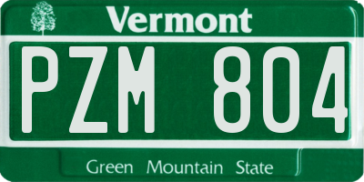 VT license plate PZM804