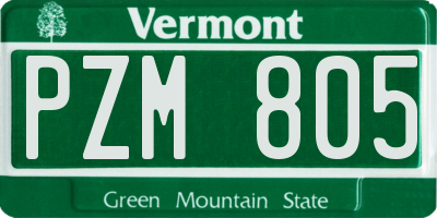 VT license plate PZM805