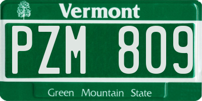 VT license plate PZM809
