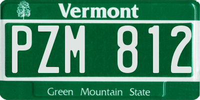 VT license plate PZM812