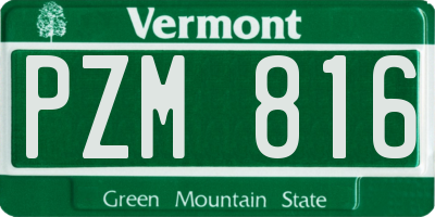 VT license plate PZM816
