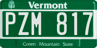 VT license plate PZM817