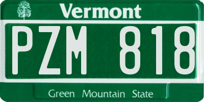VT license plate PZM818