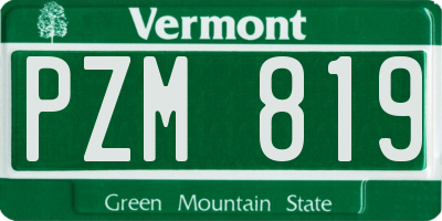 VT license plate PZM819