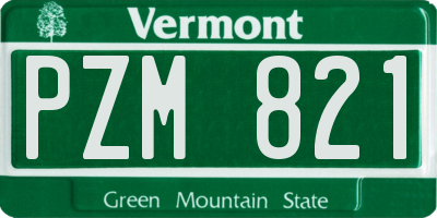 VT license plate PZM821